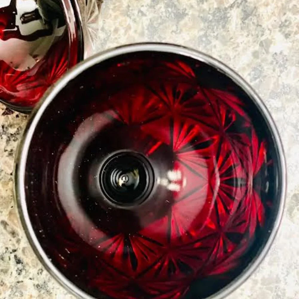 French Red Pedestal Egg-shaped Candy Dish, Ruby Red Candy Dish, Luminarc France